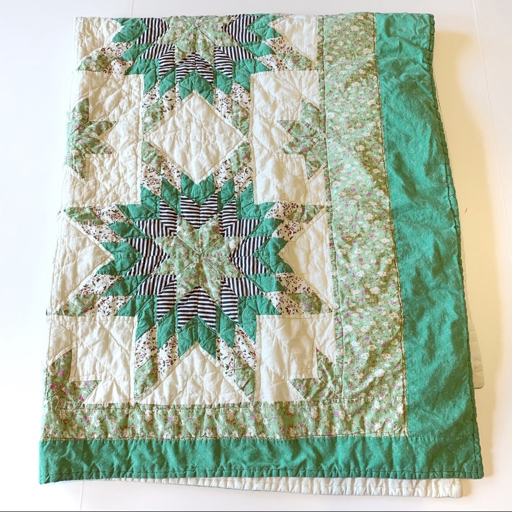 Handmade Kids Star Patchwork Quilt - Green